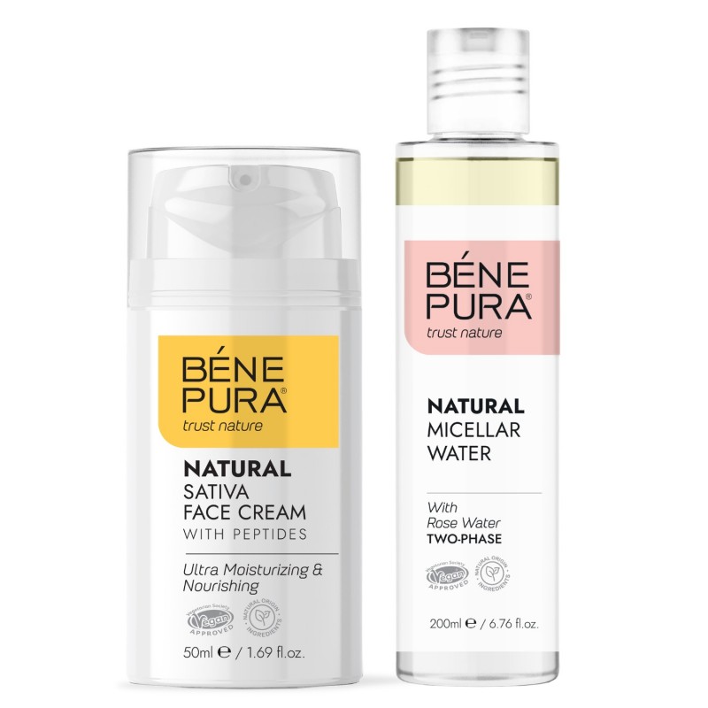 Natural micellar water and Natural moisturizing face cream with Sativa - GMC