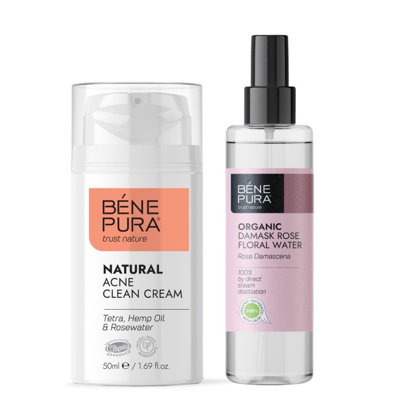 Natural face cream for Acne and Bio Rosa Damascena Floral water - GMC