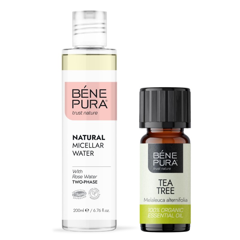 Natural micellar water and Bio Tea Tree Essential oil