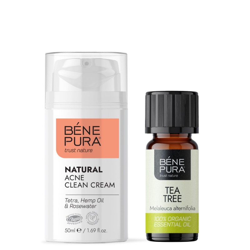 Natural face cream for Acne and Bio Tea Tree Essential oil