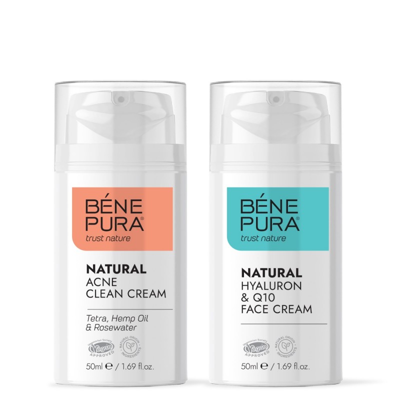 Natural face cream for Acne and Natural face cream with Hyaluronic acid and Coenzyme Q10 - GMC