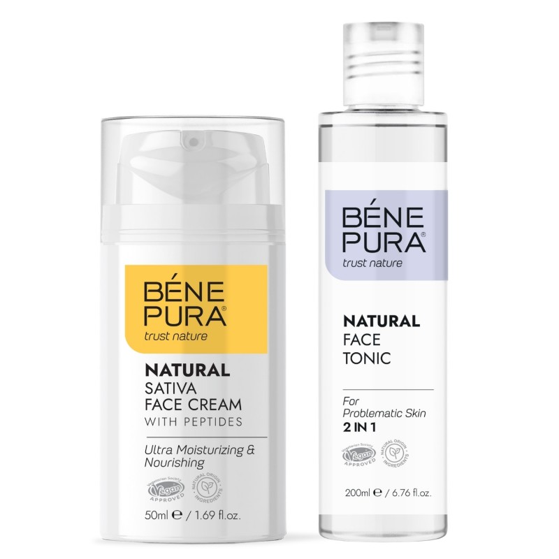 Natural face tonic 2 in 1 and Natural moisturizing face cream with Sativa - GMC