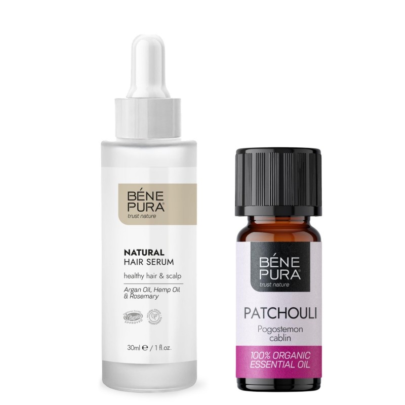 Natural hair serum and Bio Patchouli Essential oil - Product Comparison