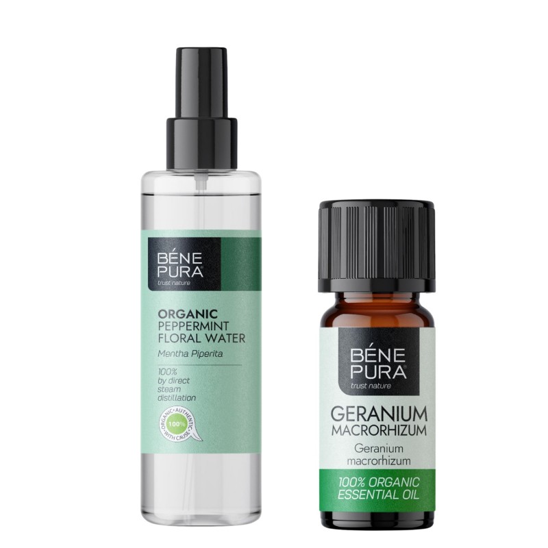 Bio Mint Floral water and Bio Geranium Essential oil