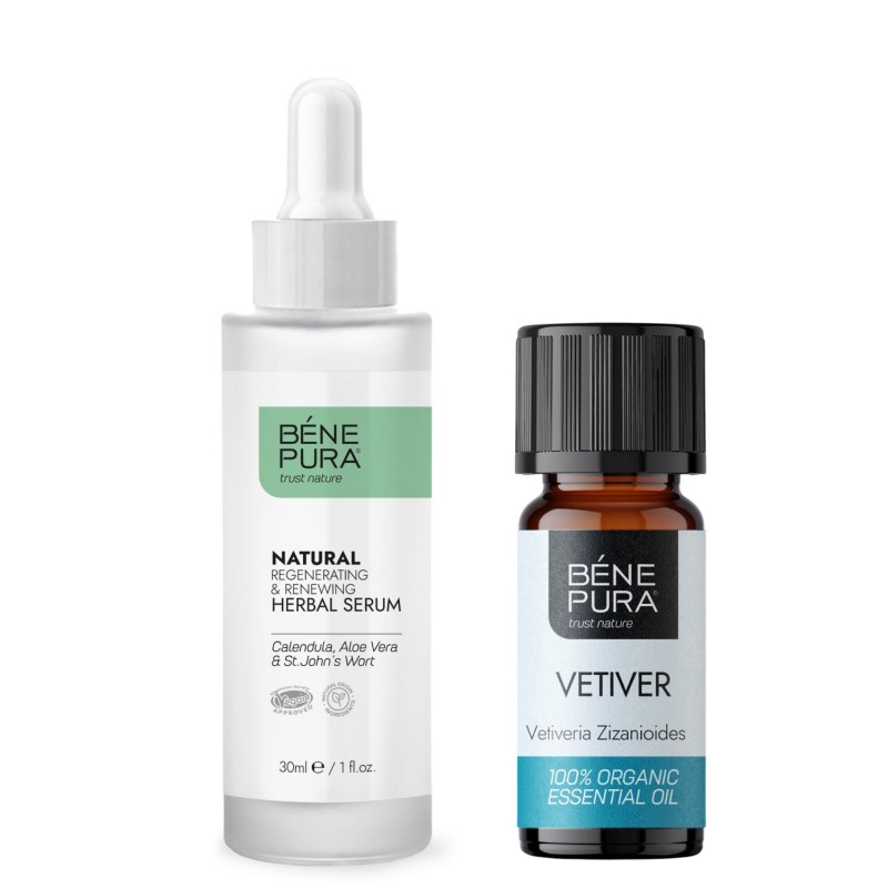 Natural face serum with Aloe vera and Bio Vetiver Essential oil - GMC
