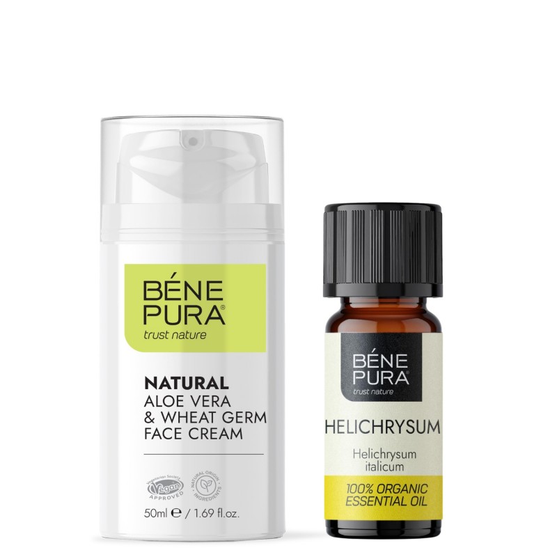 Natural Aloe vera face cream and Bio Helichrysum Essential oil - GMC