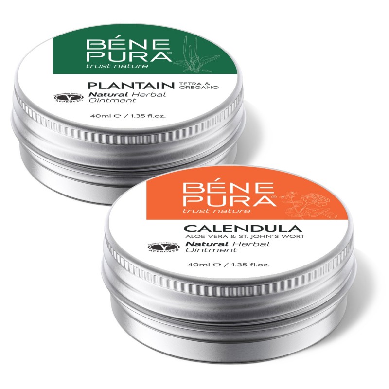 Ointment for Itching and Rashes with Plantain and Ointment for Wounds, Burns and Scars with Calendula, Aloe Vera and St John's Wort - Product Comparison