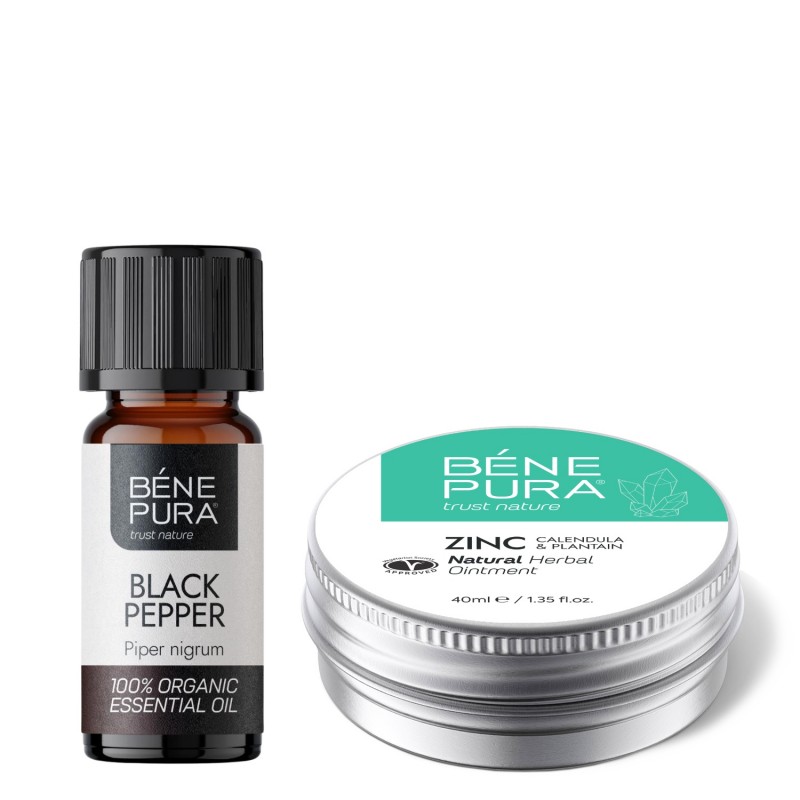 Zinc ointment for Itching and Rashes and Bio Black Pepper Essential oil - GMC