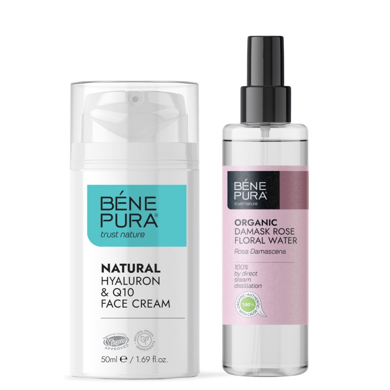 Natural face cream with Hyaluronic acid and Coenzyme Q10 and Bio Rosa Damascena Floral water - GMC