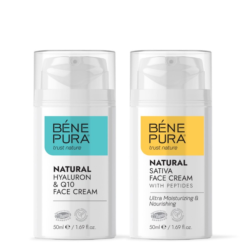 Natural face cream with Hyaluronic acid and Coenzyme Q10 and Natural moisturizing face cream with Sativa - GMC