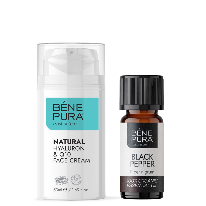 Natural face cream with Hyaluronic acid and Coenzyme Q10 and Bio Black Pepper Essential oil - Moisturizing face creams
