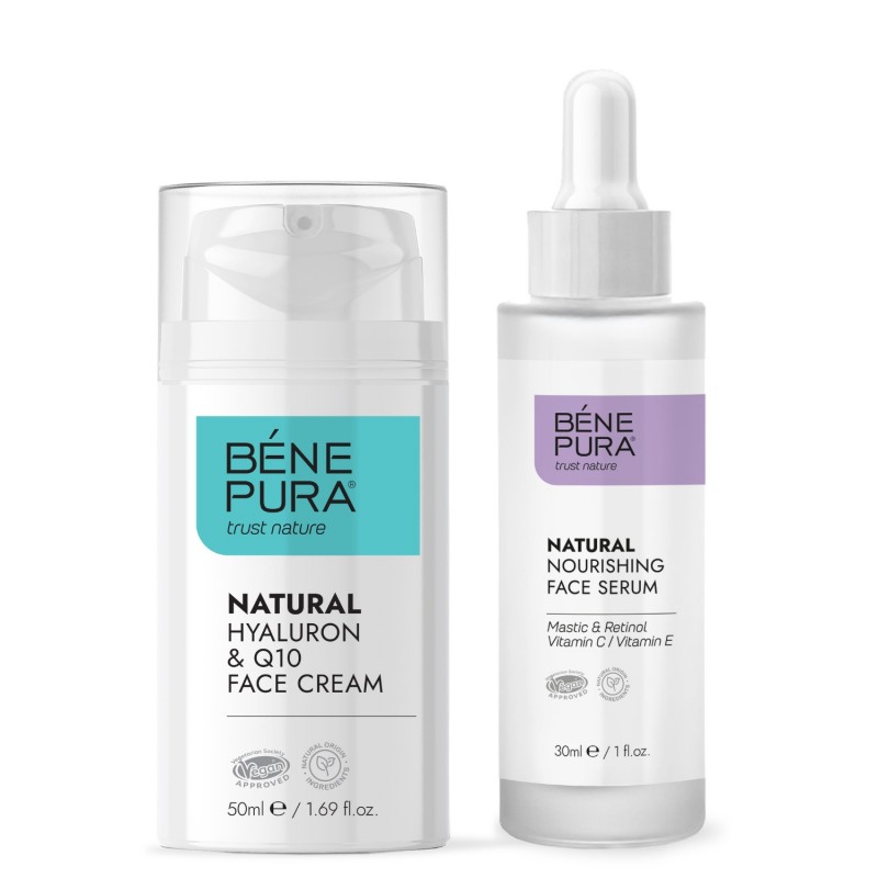 Natural face serum with Retinol and Natural face cream with Hyaluronic acid and Coenzyme Q10 - GMC