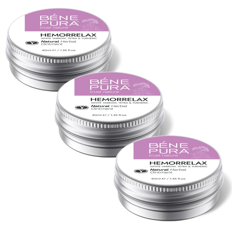 3x Hemorrelax ointment for Hemorrhoids with White yarrow, Tetra and Turmeric - 40ml - 