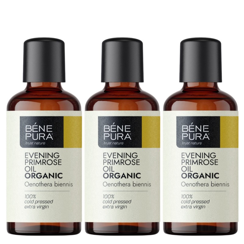 3x Bio Evening Primrose Carrier oil - 100ml - Benepura.com 3x Bio Evening Primrose Carrier oil - 100ml