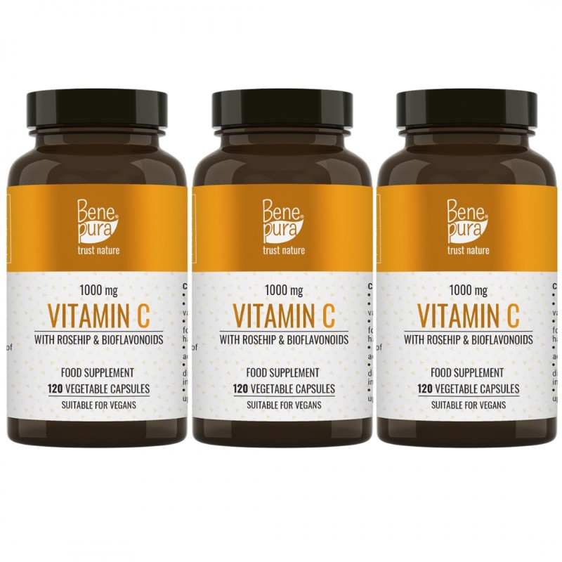 Vitamin C 500mg with Rosehip and Bioflavonoids - 3x120 Capsules