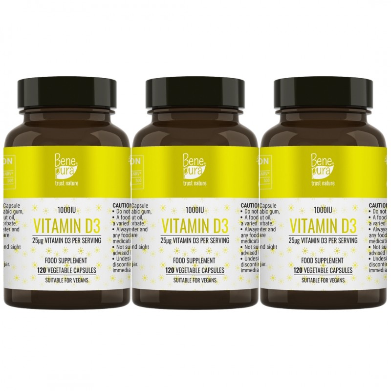 Vitamin D3 1000IU - 3x120 Capsules - Food supplements