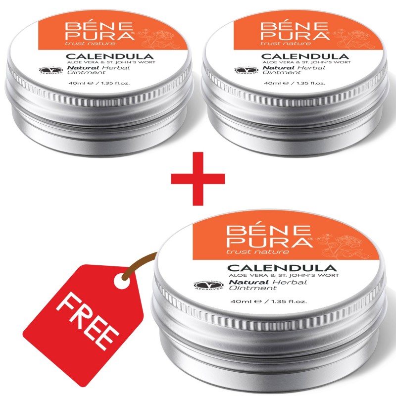 3x Ointment for Wounds, Burns and Scars with Calendula, Aloe Vera and St John's Wort - 40ml - Herbal ointments